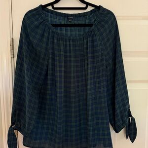 Talbots Blackwatch Plaid Blouse, Size L